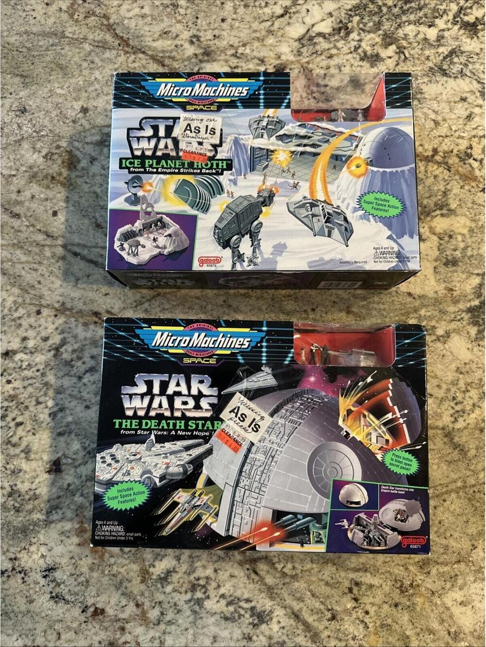 2x Micro Machines Star Wars - The Death Star & Ice Planet Hoth DAMAGED PACKAGING